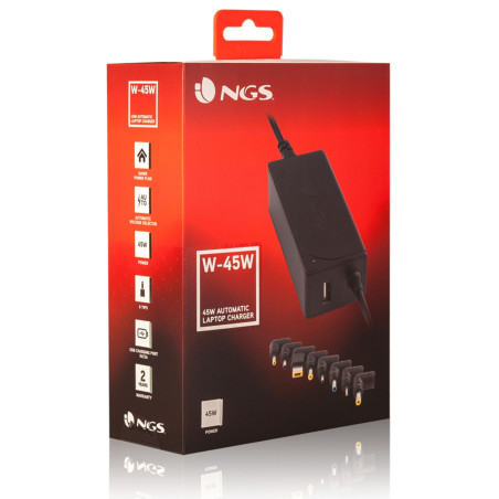 Chargeur Universel NGS 45 w pour Ordinateur Portable Avec 8 Embouts - Noir — NGS · Smarty Paris 18e